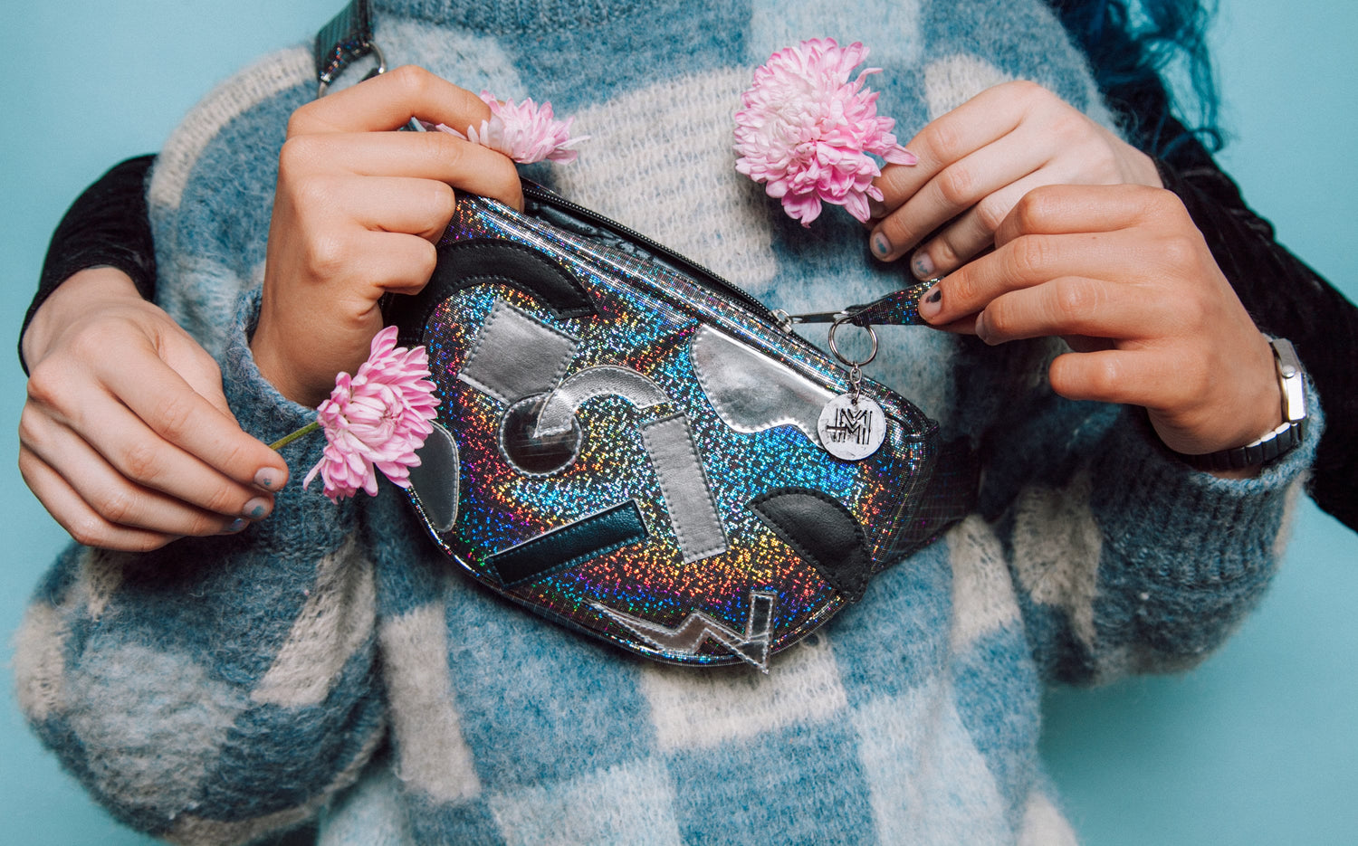 Shapes holographic fanny pack/ bumbag