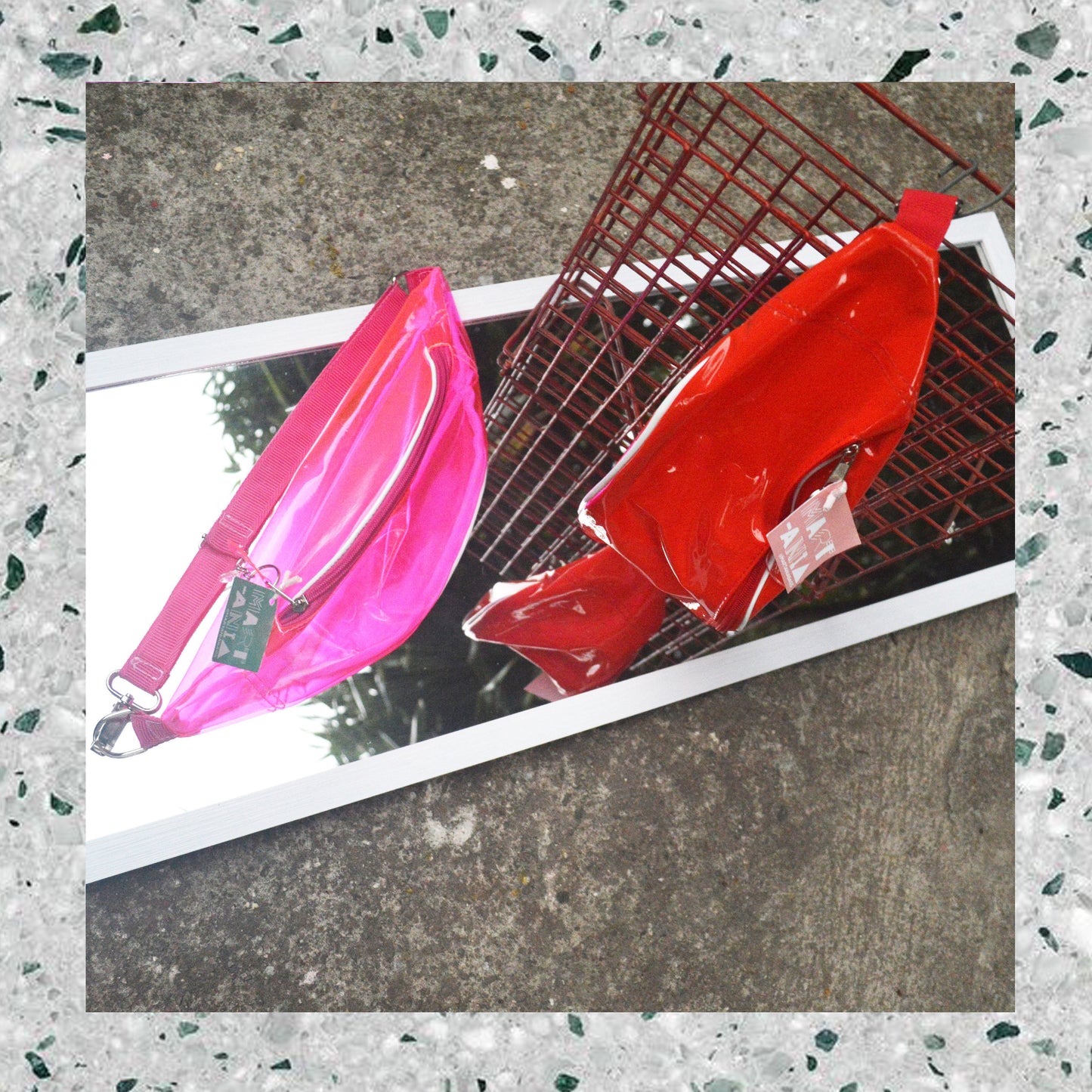 Set of two Colorful plastic bumbags